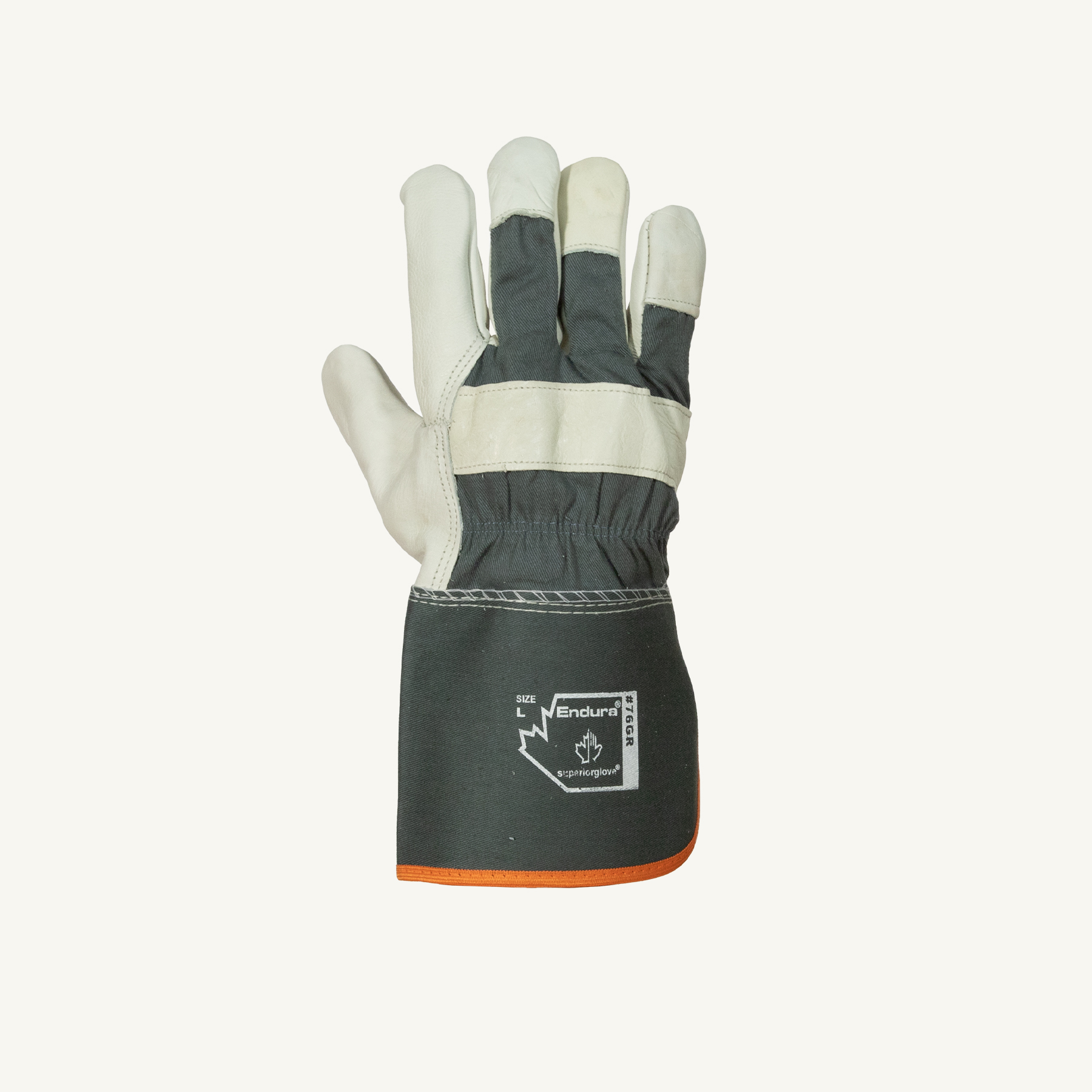 Superior Glove® Endura® Cowgrain Leather Fitters Work Gloves w/ Rubberized Cuff #76GR